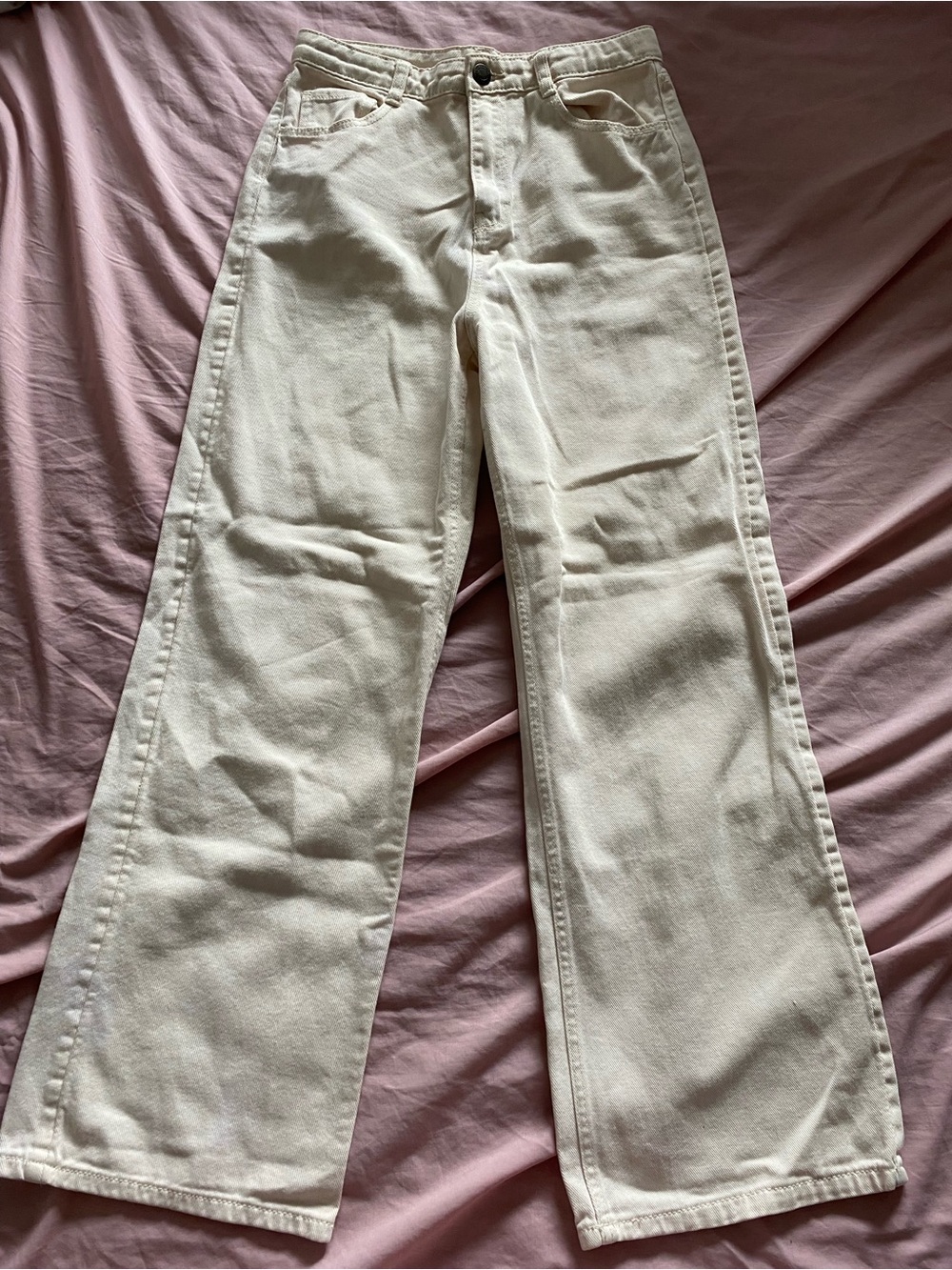 Women's Cream Wide-Leg Jeans